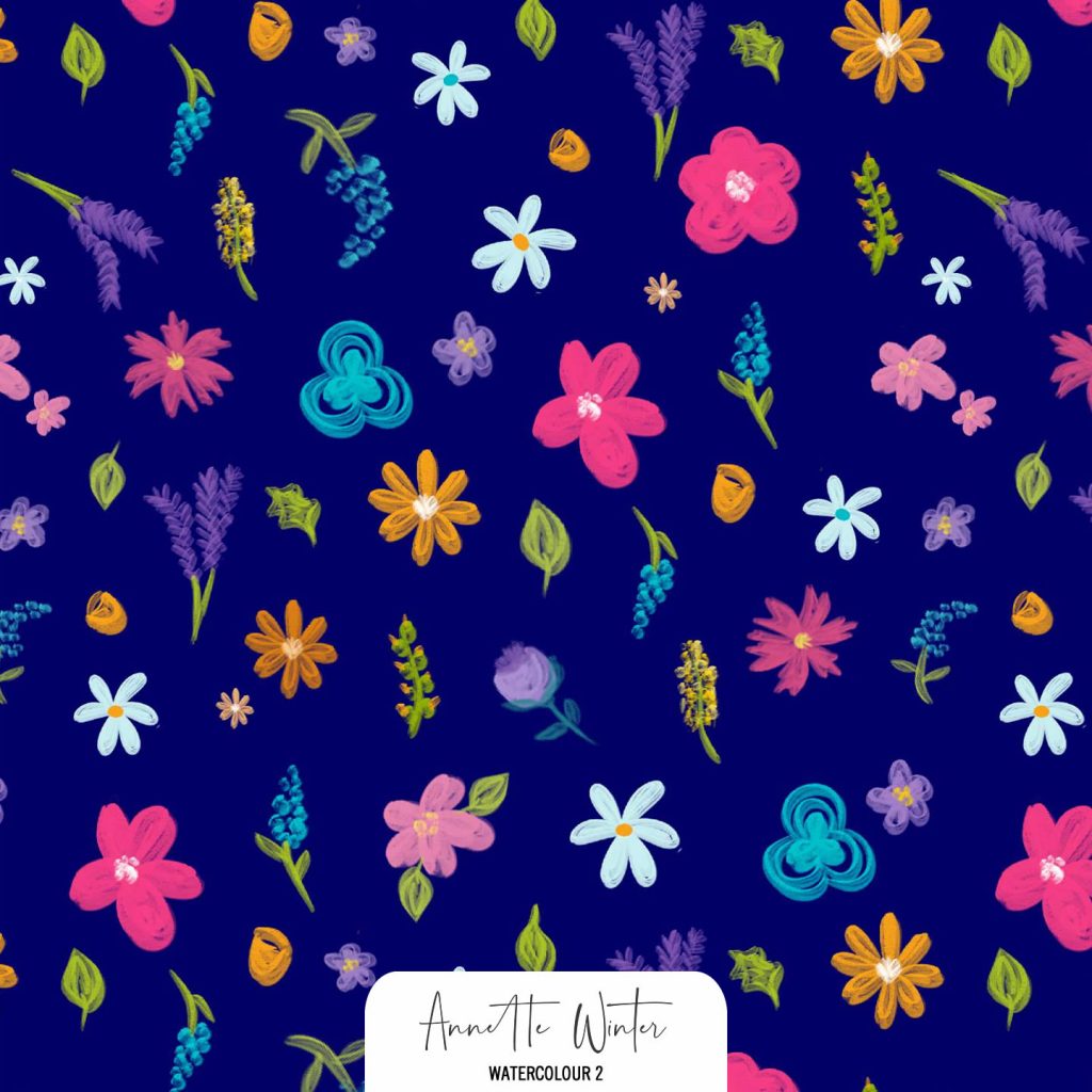 Bright floral pattern print available for license